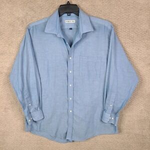 Vintage Members Only Shirt Mens 17 Blue Long Sleeve Button Up Cotton Blend‎